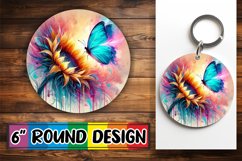 Bright Round Coasters Design PNG, Butterfly Product Image 1