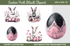 Pink Black Easter Clipart PNG Product Image 1