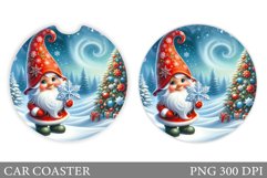Christmas Gnome Car Coaster. Christmas Car Coaster Design Product Image 1