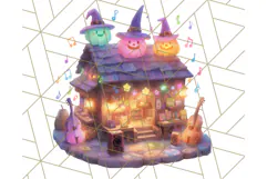Pastel Halloween Town PNG Clipart, Spooky Shops & Homes Png Product Image 2