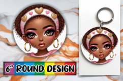 Playful Circle Keychain Sublimation, Love Girl Product Image 1