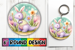 Radiant Round Coaster Design PNG, Cute Dino Product Image 1