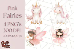 Pastel Pink Fairy Garden Clipart, Enchanted Cottagecore Png Product Image 1