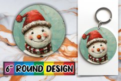 Snowman Round Design Keychain Holiday Winter Sublimation Product Image 1