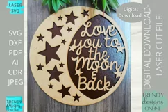 Love you to the moon and Back Stars Glowforge laser cut svg Product Image 3