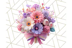 Pastel Flower Bouquet PNG Clipart, Elegant Floral Art Product Image 2