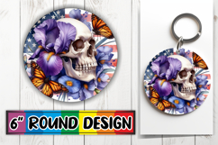Cozy Circle Car Coaster Sublimation, Skull USA Product Image 1