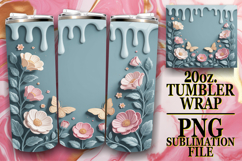 Happy Hearts 20oz tumbler wrap, 3D Flowers Product Image 1