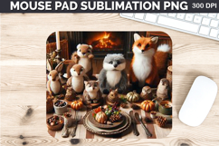 Watercolor Fox Stock Mouse Pad Sublimation -Thanksgiving PNG Product Image 1