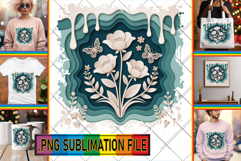 Elegant TSHIRT Designs PNG, 3D Flowers Product Image 1