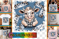 Cheerful TSHIRT Art Magic PNG, Cute Cow Product Image 1