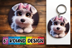 Whimsical Round Keychain Sublimation, 3D Dog Product Image 1