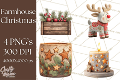 Cozy Farmhouse Christmas Clipart PNG, Wreaths & Candles Product Image 1