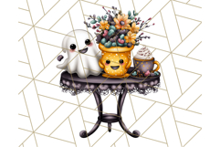 Ghost Café PNG Clipart, Cute Ghost Baristas Halloween Treats Product Image 2