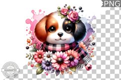 Dog With Flowers Sublimation - Clipart PNG Design Product Image 1