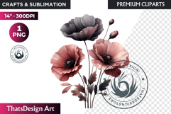 Dark flowers, wedding Florals PNG, Dark Romance Clipart Product Image 1