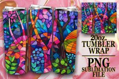 Vibrant 20oz Stained Glass Tree Wrap Tumbler Design Product Image 1