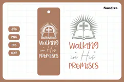Christian Bookmark Saying SVG | Walking in His Promises Product Image 3