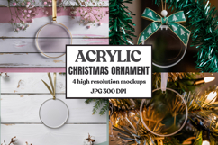 Acrylic Christmas Ornament Mockups | Clear Round Holiday Product Image 1