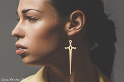 Sword earrings svg bundle, fantasy leather earring template Product Image 6