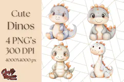 Cute Pastel Dinosaur Clipart PNG for Nursery Art, Baby Decor Product Image 1