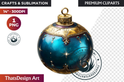 Christmas Baubles Clipart, Festive Holiday Ornaments PNG Product Image 1