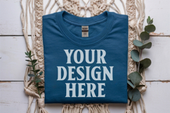 Carolina Blue Gildan 5000 Flat Lay Tshirt Mockup, G5000 mock Product Image 1