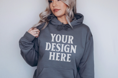 Charcoal Gildan 18500 Hoodie Mockup, G18000 Hoodie Model moc Product Image 1