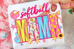 Preppy Softball Season Bow Glitter Png, Softball Game Day Pn Product Image 3