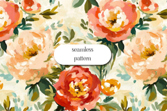 Peony Floral Seamless Pattern Painterly Bloom Print Product Image 1