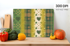 Green Plaid Shamrock Hearts Cutting Board PNG Sublimation De Product Image 1