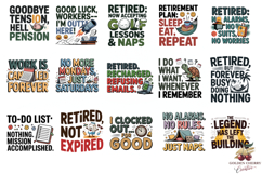 32 Funny Sarcastic Retirement Quotes PNG Sublimation Bundle Product Image 2