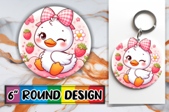 Radiant Circle Sublimation Keychain, Cute Goose Product Image 1