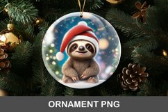 3D christmas ornament - sloth wearing santa hat Product Image 1