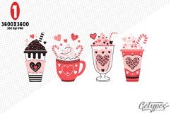 Valentine Coffee Sublimation Clipart - High Quality Design Product Image 1