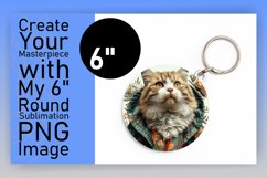 Playful Funny Cat Sublimation Circle Design Keychain Product Image 1