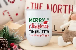 Christmas Wine Glass Quote SVG | Merry Christmas Tinsel Tits Product Image 3