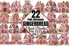 Pink Christmas Gingerbread sublimation Clipart Bundle PNG Product Image 1
