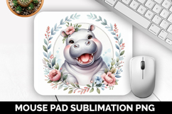 Hippopotamus, Cute Animal Mouse Pad PNG, Animal Lover Gift Product Image 1