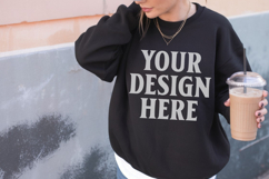 Gildan 18000 Black Mockup , Crewneck Sweatshirt Boho Mock-up Product Image 1