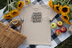 Sunflower Basket T-Shirt Mockup PSD JPG Product Image 1