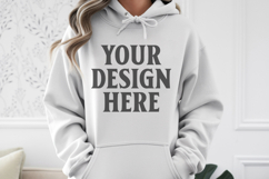 Sand Gildan 18500 Hoodie Sweatshirt Mockup, Unisex Hoodie Product Image 1