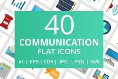 40 Communication Flat Multicolor Icons Product Image 1