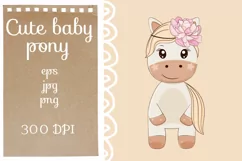 Cute baby pony girl in cartoon style. Product Image 1