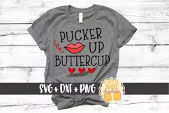 Pucker Up Buttercup - Valentine's Day SVG PNG DXF Cut Files Product Image 1