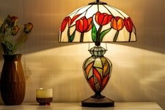 Modern Stained Glass Flower Lamp Background Wallpaper Product Image 1