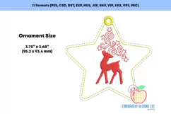 Christmas Reindeer with Long Horned In The Hoop Ornament Product Image 2