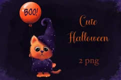 Cute Halloween Cat png, Halloween Sublimation, Cute Cat Product Image 1