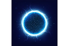Power energy sphere with electrical thunder shining. Ball wi Product Image 1