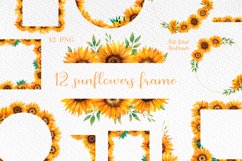 Sunflowers frame, Watercolor Sunflower Wreath png Product Image 1